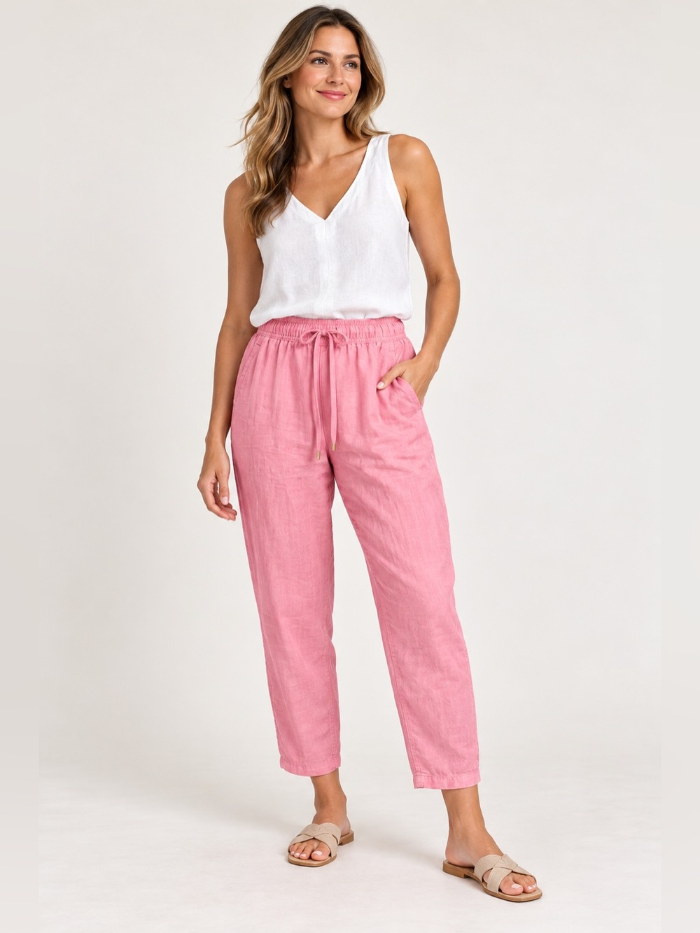 Lilly Pulitzer Pink Brawley Linen Pants